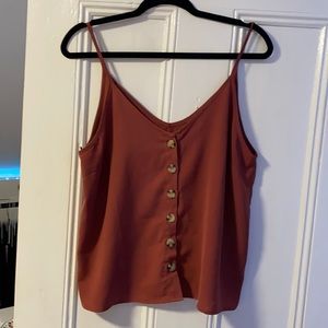 Polyester maroon button up tank top